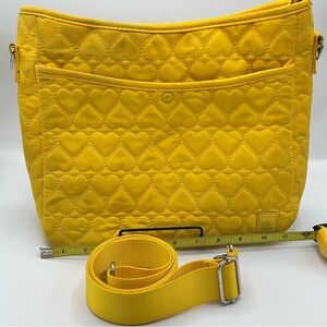 IKWIP Yellow Quilted Heart Pattern Shoulder Bag